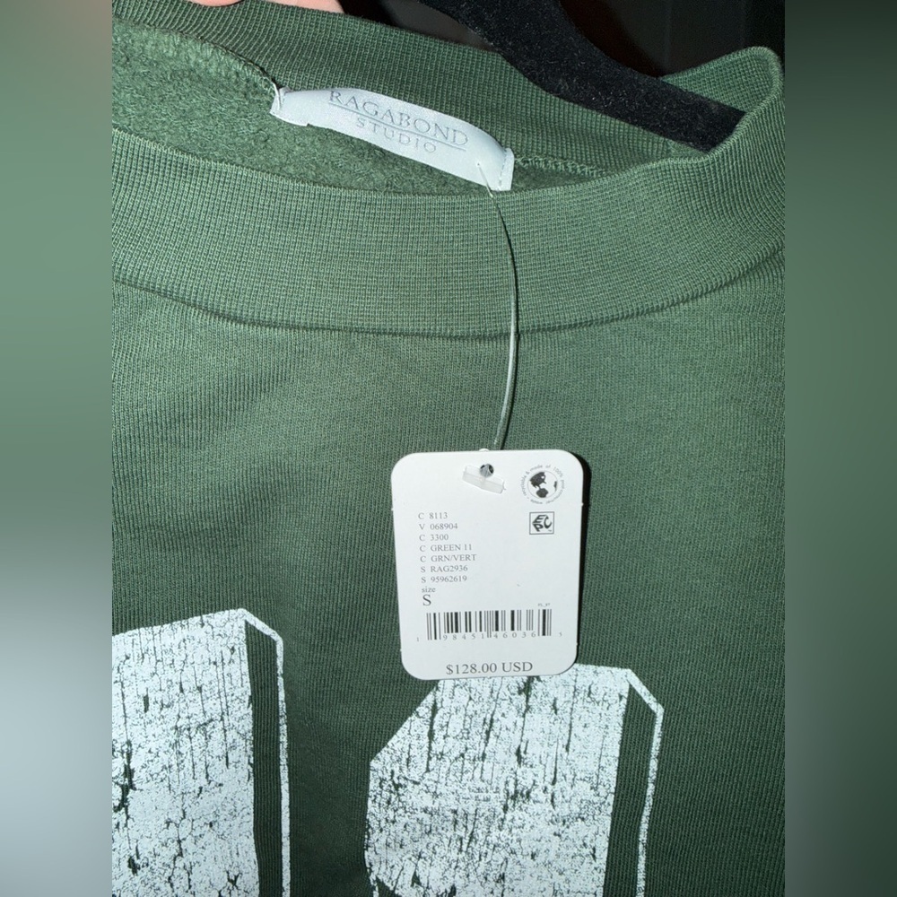 NWT Free People x Vagabond Green 11 Sweatshirt - Picture 4 of 7